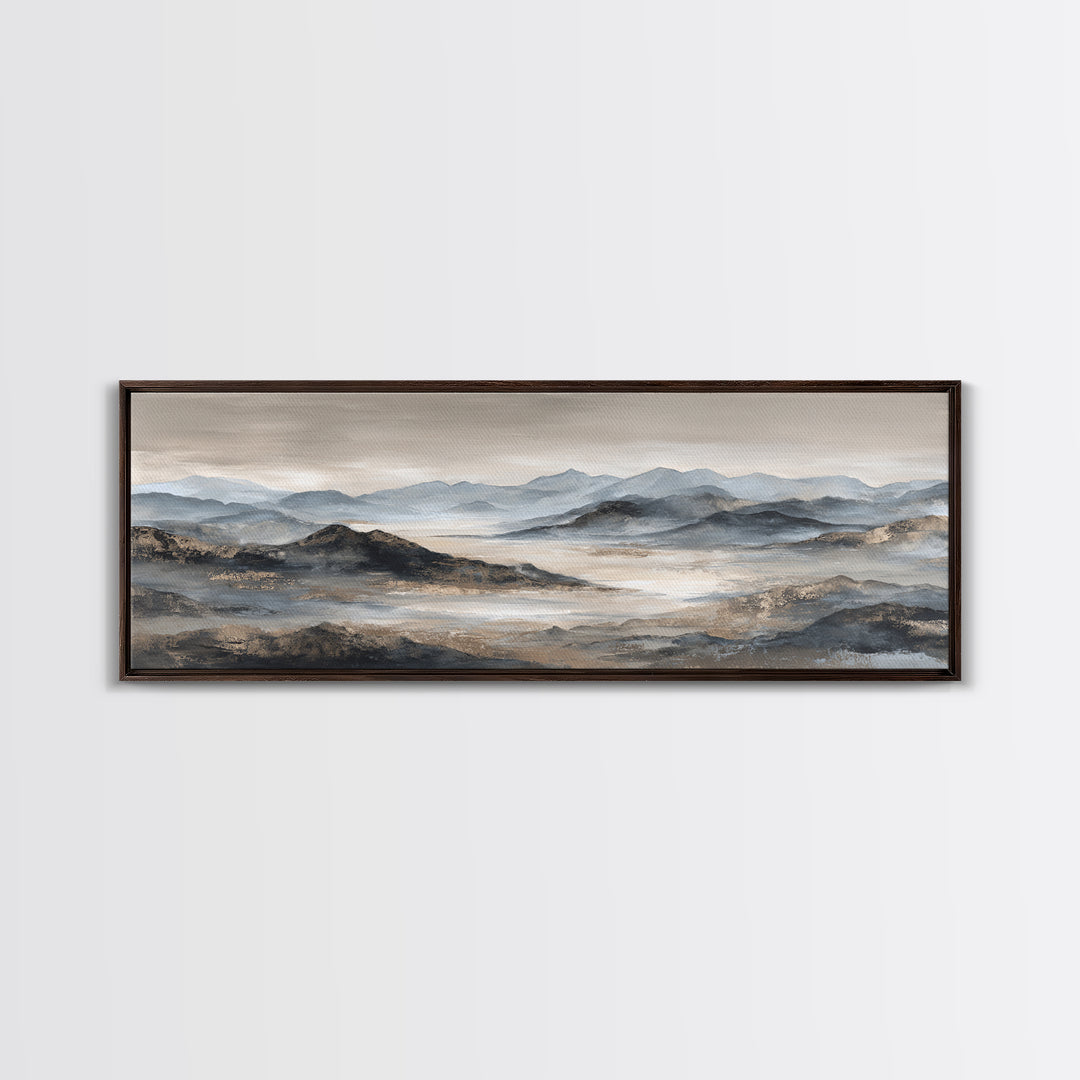 Minimal Mountain Sunrise for Focus Framed Canvas Print, Office Art, Printables, Office Decor, Focus, Living Room Decor, OFF-3x1-18