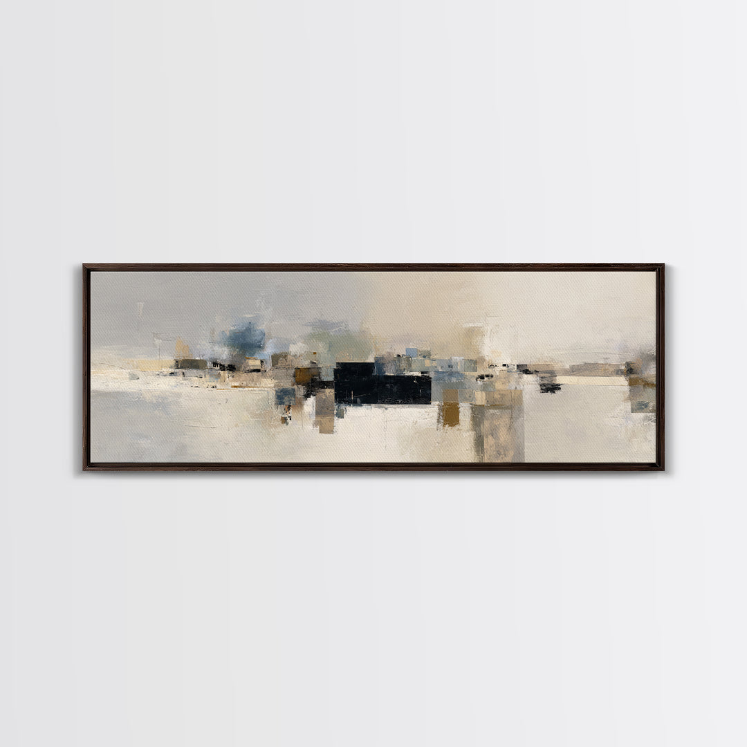 Dignified Neutral Landscape Framed Canvas Print, Office Art, Boho Decor, Office Decor, Focus, Digital Art, Pet Portrait, OFF-3x1-23