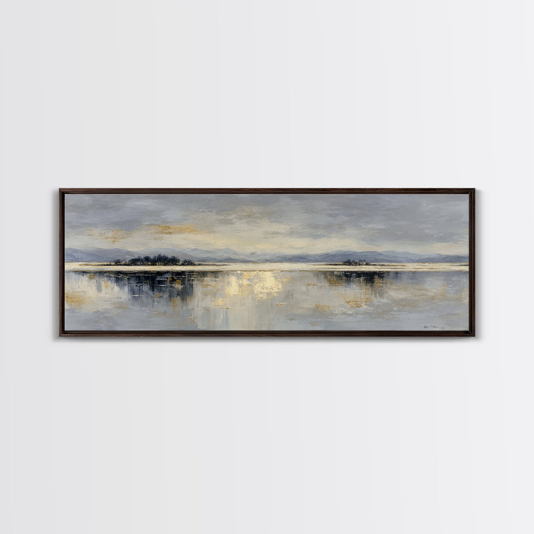 Dignified Neutral Landscape Framed Canvas Print, Office Art, Wall Decor, Office Decor, Fine Art, Focus, Abstract Art, OFF-3x1-47