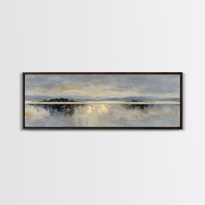 Dignified Neutral Landscape Framed Canvas Print, Office Art, Wall Decor, Office Decor, Fine Art, Focus, Abstract Art, OFF-3x1-47