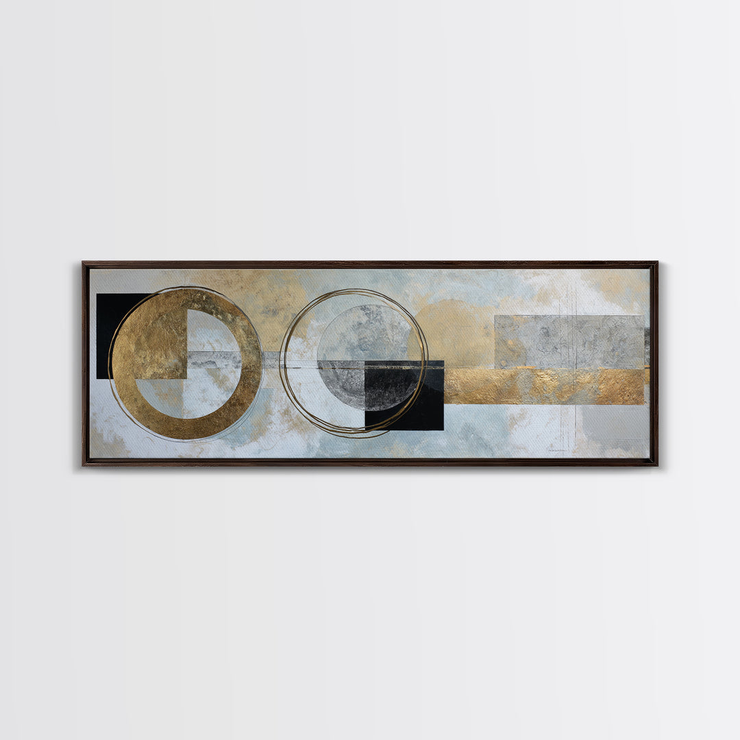 Gold Circle and Line Composition for Clarity Canvas Print, Office Art, Art Print, Office Decor, Abstract Art, Focus, Printable, OFF-3x1-48