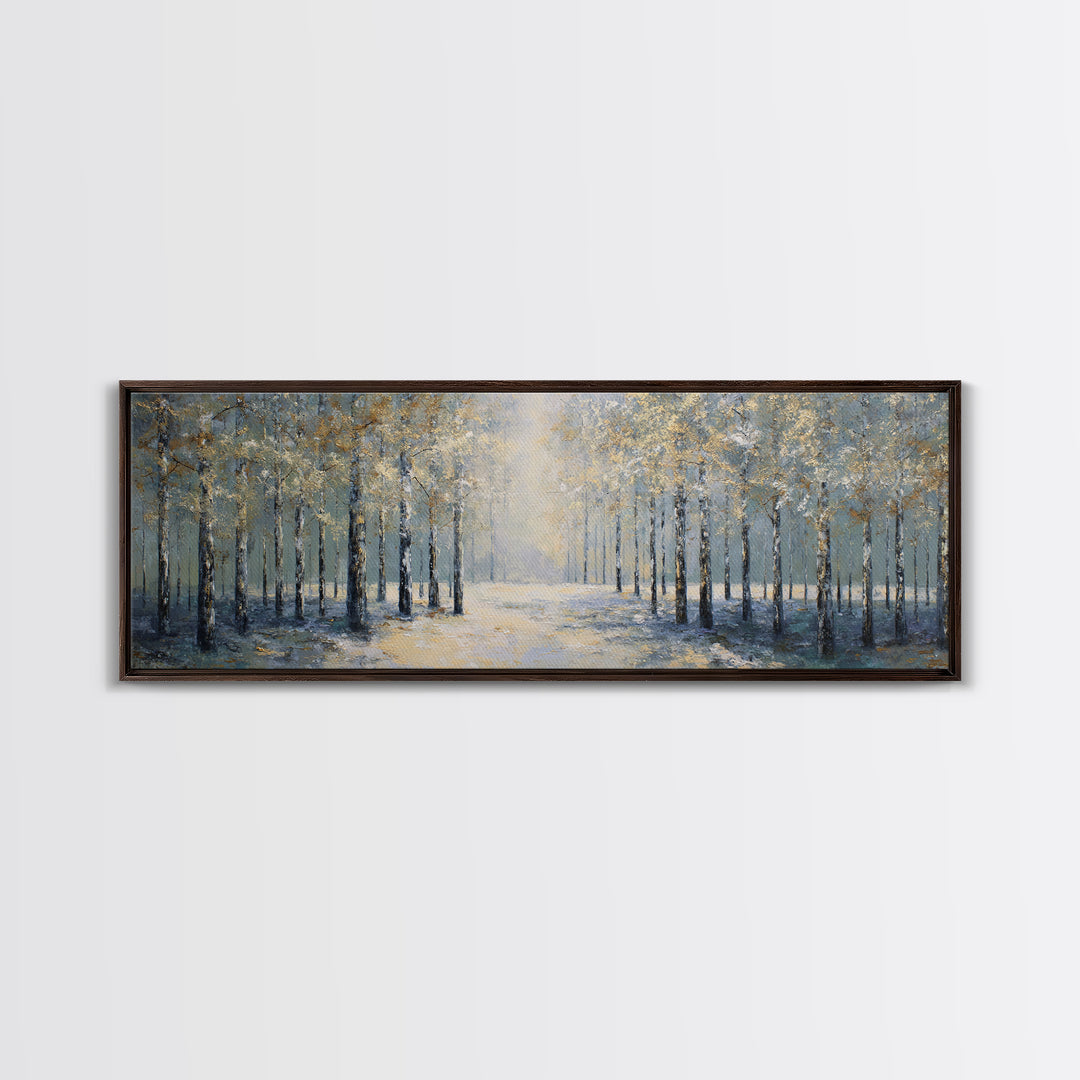 Quiet Forest Path for Mental Reset Framed Canvas Print, Office Art, Wall Art, Office Decor, Fine Art, Focus, Boho, Art Deco, OFF-3x1-59