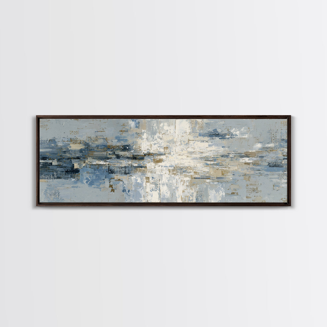 Blue Abstract Wave Pattern for Focus Framed Canvas Print, Office Art, Office Decor, Fine Art, Focus, Abstract Wall Art, OFF-3x1-9