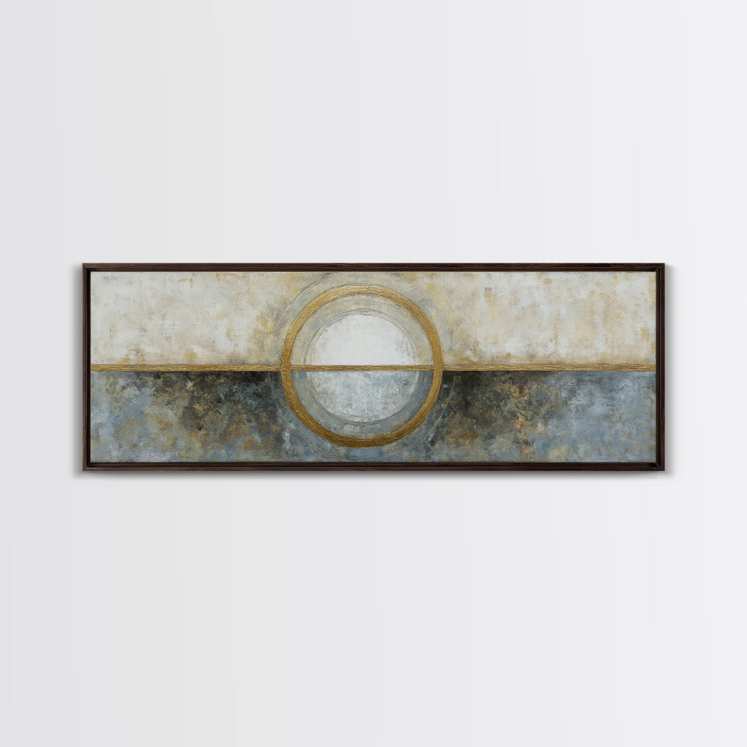 Gold Circle and Line Composition for Clarity Canvas Print, Office Art, Neutral Decor, Office Decor, Abstract Art, Focus, OFF-3x1-96