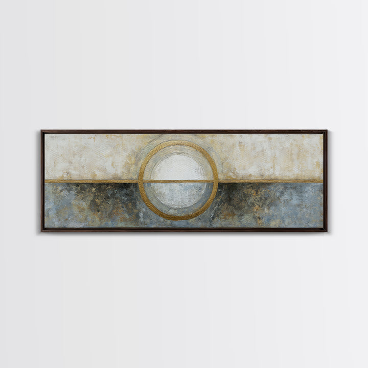 Gold Circle and Line Composition for Clarity Canvas Print, Office Art, Neutral Decor, Office Decor, Abstract Art, Focus, OFF-3x1-96