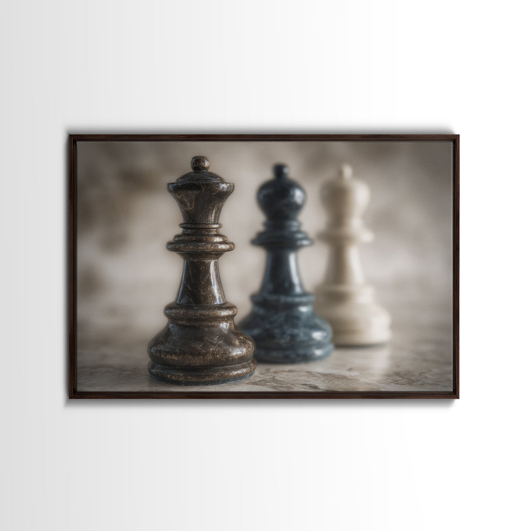 Minimal Chess Piece Still Life Canvas Print, Office Art, Wall Prints, Office Decor, Focus, Cubicle Decor, Trendy Wall Art, OFF-3x2-17