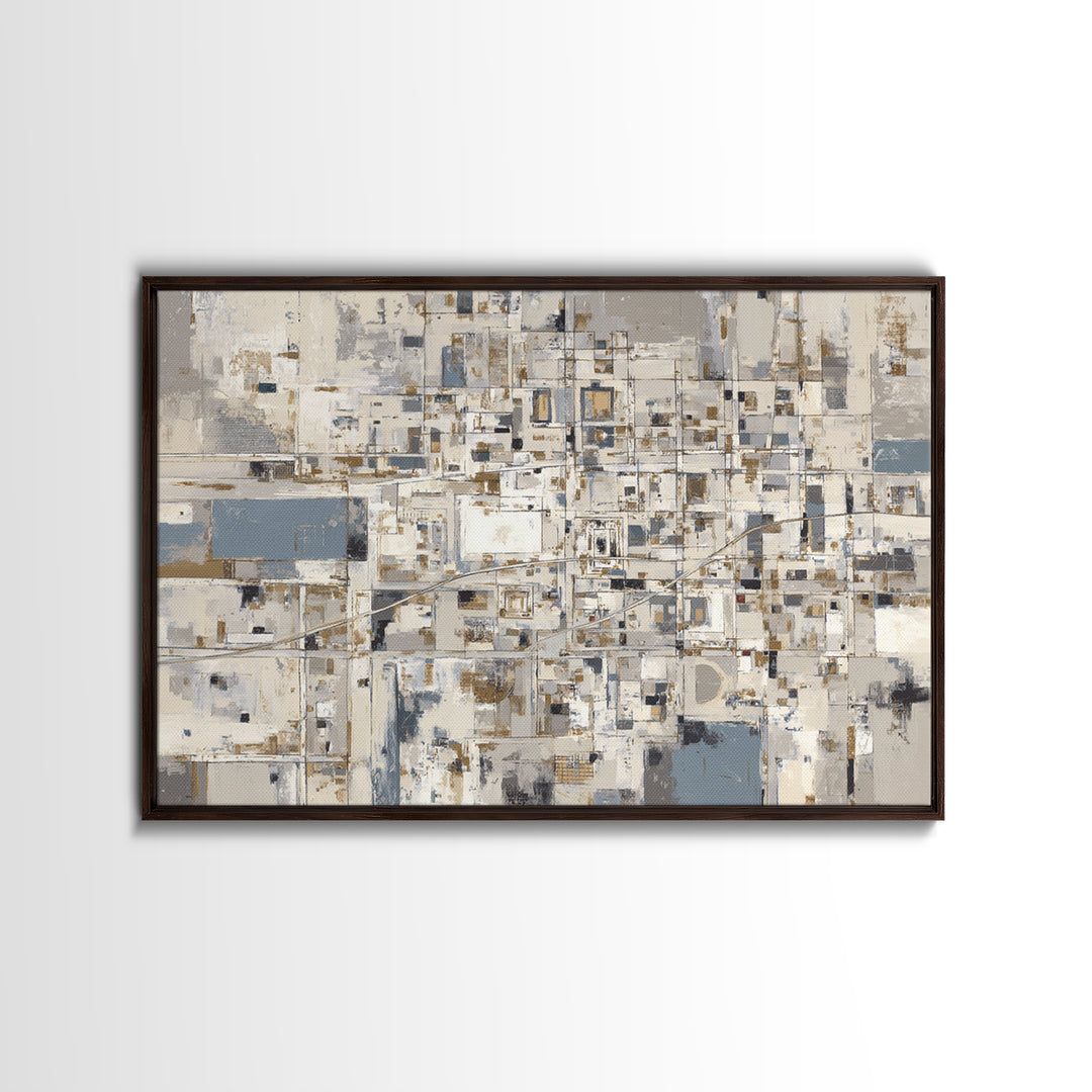 City Map Abstract Framed Canvas Print, Office Art, Abstract Art, Office Decor, Focus, Downloadable Prints, Cubicle Decor, OFF-3x2-24
