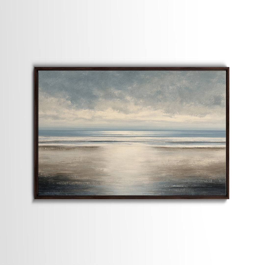 Calm Ocean Horizon for Stress Relief Framed Canvas Print, Office Art, Neutral Decor, Office Decor, Fine Art, Focus, Wall Art, OFF-3x2-39