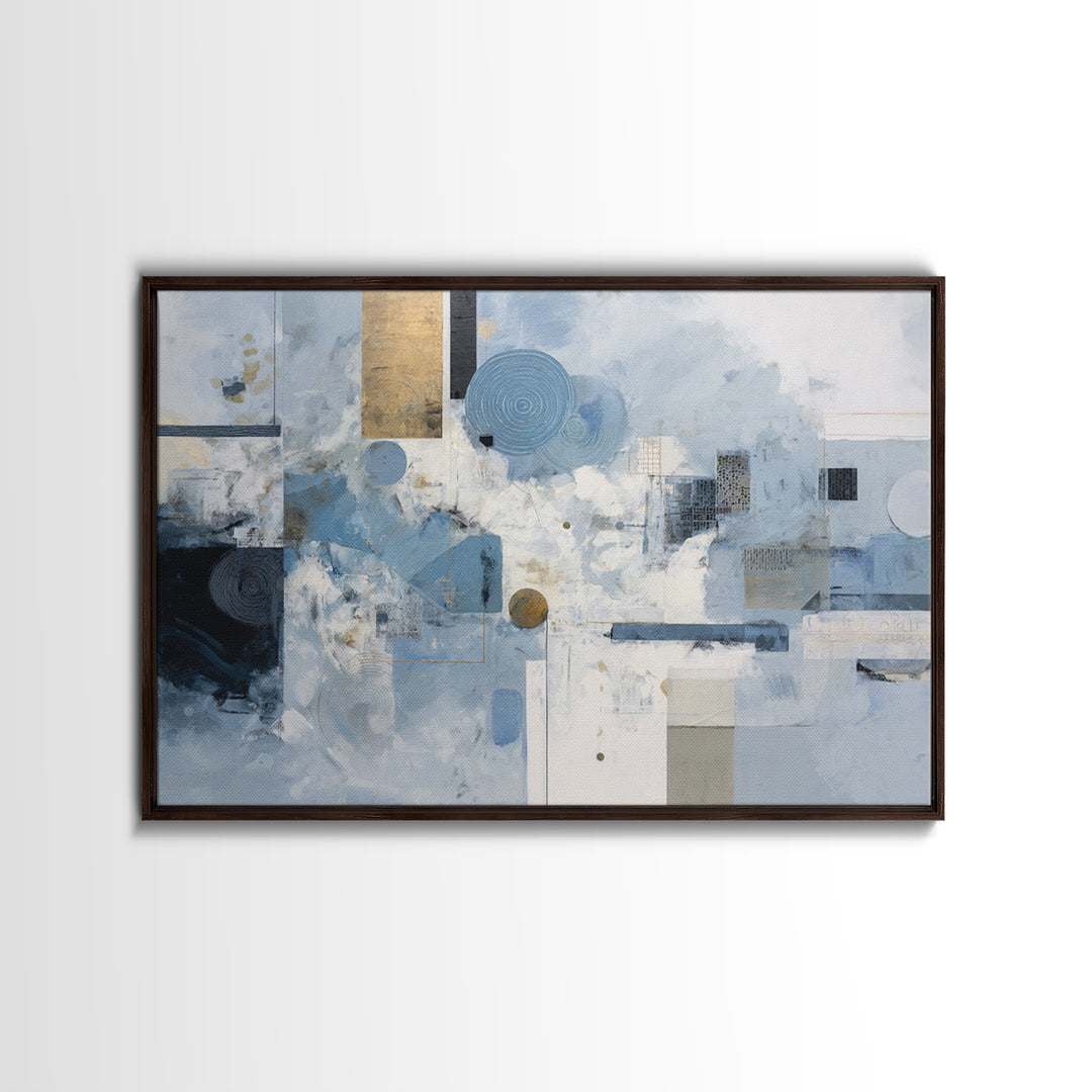 Blue Abstract Wave Pattern for Focus Framed Canvas Print, Office Art, Dopamine Decor, Office Decor, Fine Art, Focus, Boho Decor, OFF-3x2-45