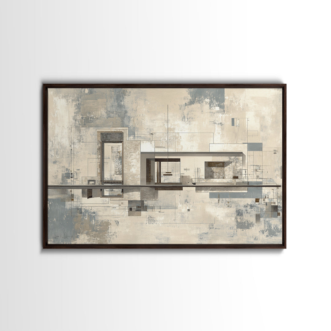 Architectural Line Drawing Framed Canvas Print, Office Art, Wall Decor, Office Decor, Abstract Art, Focus, Wall Prints, OFF-3x2-55