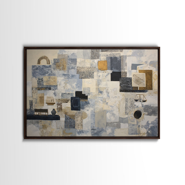 Clean Abstract Geometry Framed Canvas Print, Office Art, Gallery Decor, Office Decor, Abstract Art, Focus, Contemporary Art, OFF-3x2-77
