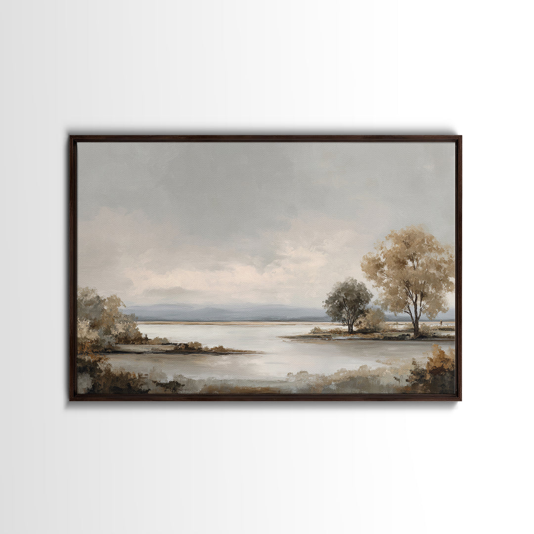 Dignified Neutral Landscape Canvas Print, Office Art, Wall Art, Office Decor, Oil Painting, Focus, Boho, Art Deco, OFF-3x2-83