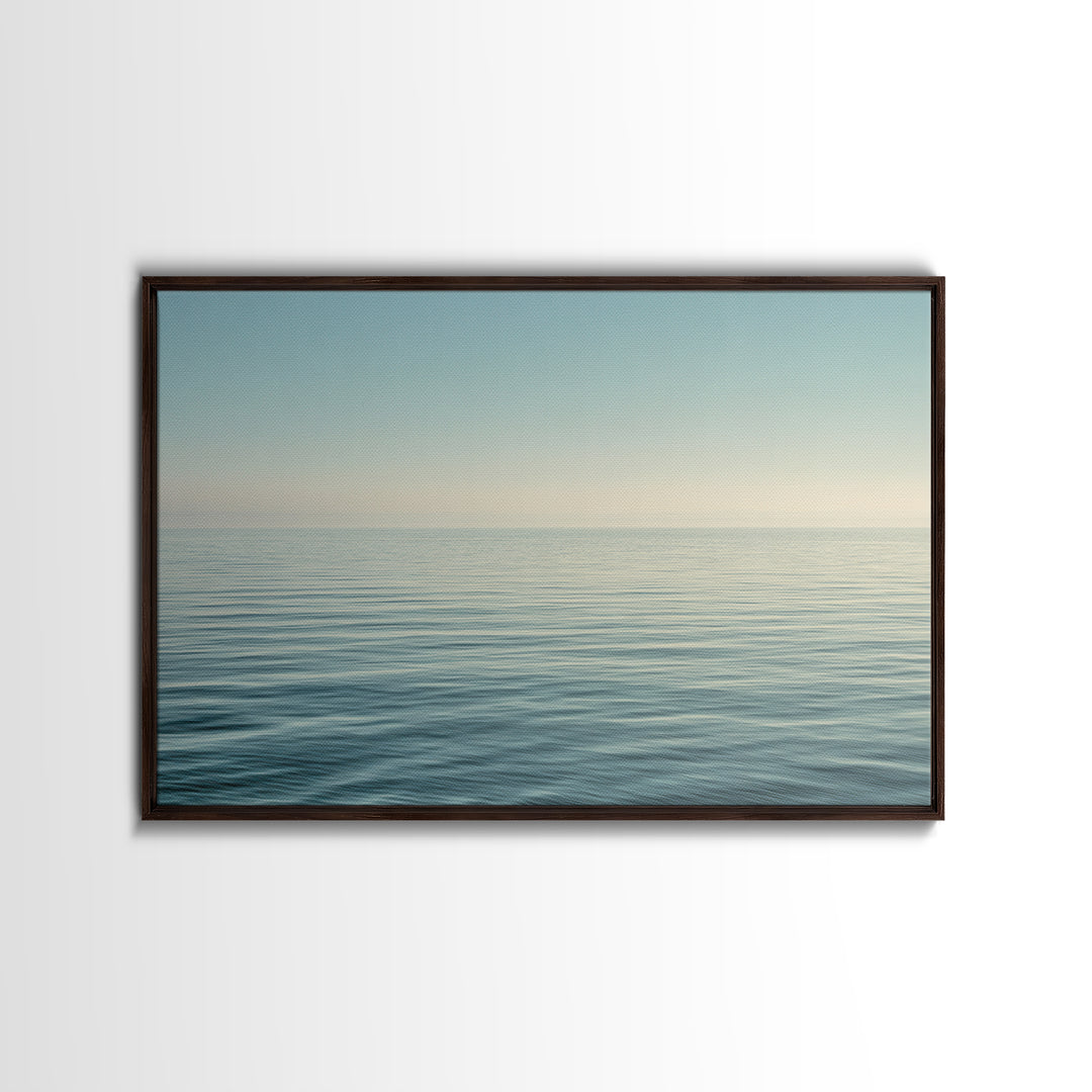 Calm Ocean Horizon for Stress Relief Framed Canvas Print, Office Art, Fine Art Print, Office Decor, Fine Art, Focus, Poster, OFF-3x2-87