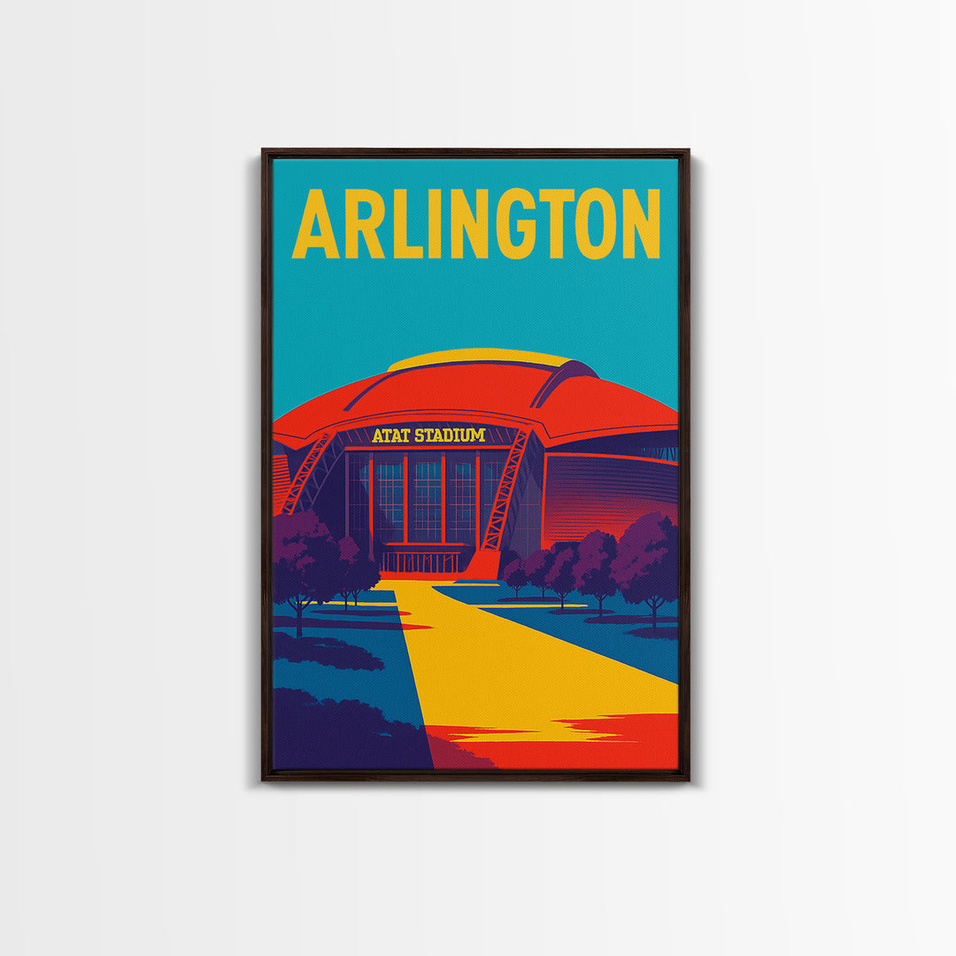 Arlington Texas Travel Poster, Canvas Print, Colorful Graphic Wall Art, Arlington Travel Art, Retro Travel Print, Travel Poster Art