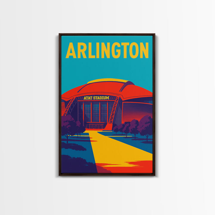 Arlington Texas Travel Poster, Canvas Print, Colorful Graphic Wall Art, Arlington Travel Art, Retro Travel Print, Travel Poster Art