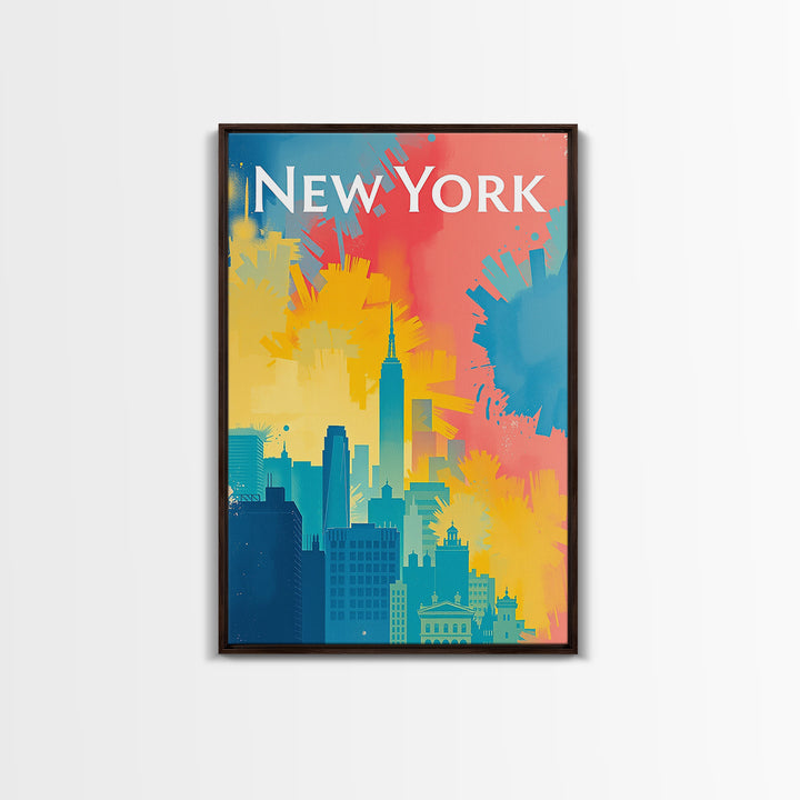 New York Travel Poster, Framed Canvas Print, High Contrast City Poster, New York Art Print, Fine Art Print, Living Room Wall Art