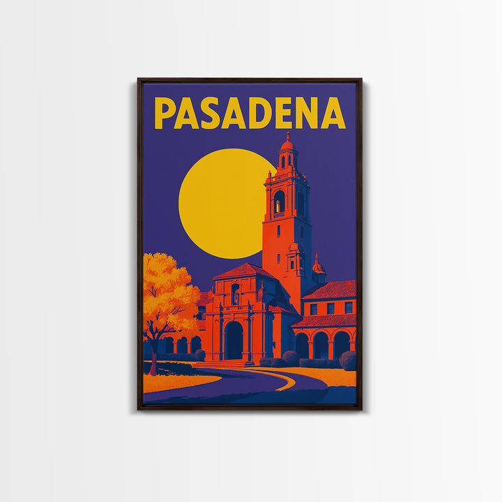 Pasadena Travel Poster, Framed Canvas Print, Vibrant Retro Travel Art, Pasadena Poster Print, Vintage City Art, Vintage Travel Art