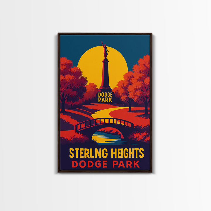 Sterling Heights Travel Poster, Canvas Print, Vibrant Retro Travel Art, Sterling Heights Art Print, Modern Wall Decor, Travel Wall Art