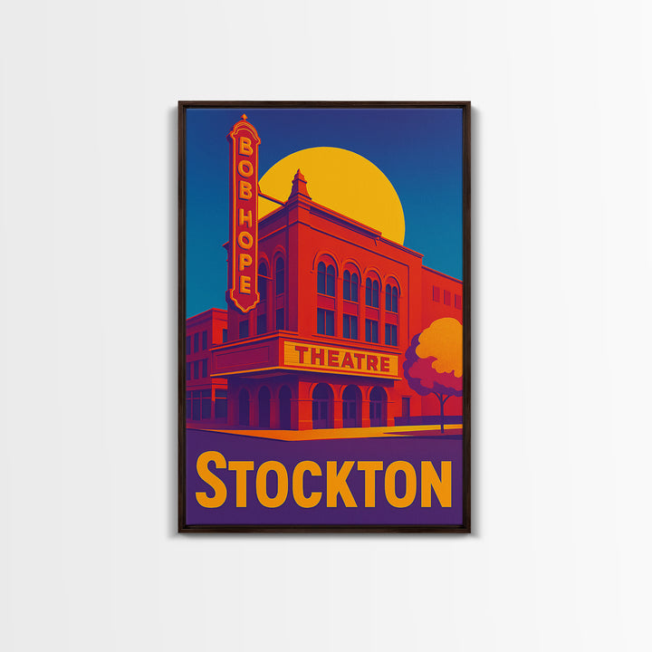 Stockton California Travel Poster, Canvas Print, Colorful Graphic Wall Art, Stockton Poster Print, City Art Print, Living Room Wall Art
