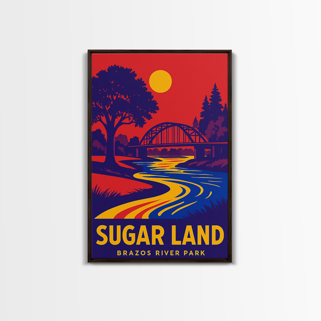 Sugar Land Travel Poster, Canvas Print, Vibrant Retro Travel Art, Sugar Land City Art, Travel Poster Set, Vintage City Poster, Design 2