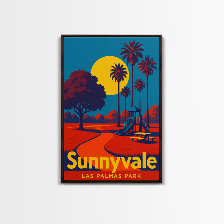 Sunnyvale California Travel Poster, Framed Canvas Print, Bold Pop Art Poster, Sunnyvale Travel Art, Vintage City Poster, Travel Poster Art