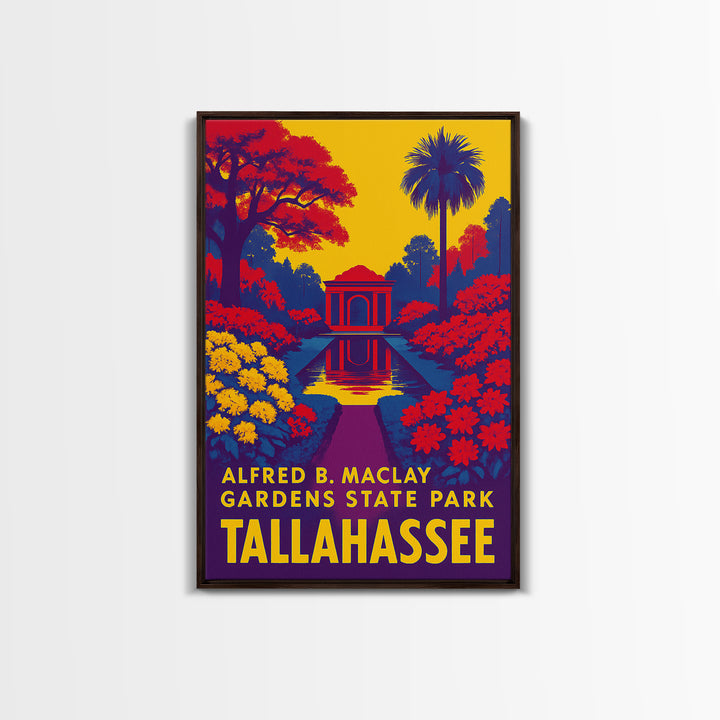Tallahassee Travel Poster, Framed Canvas Print, Colorful Graphic Wall Art, Tallahassee Travel Art, Travel Poster Art, Mid Century Wall Art