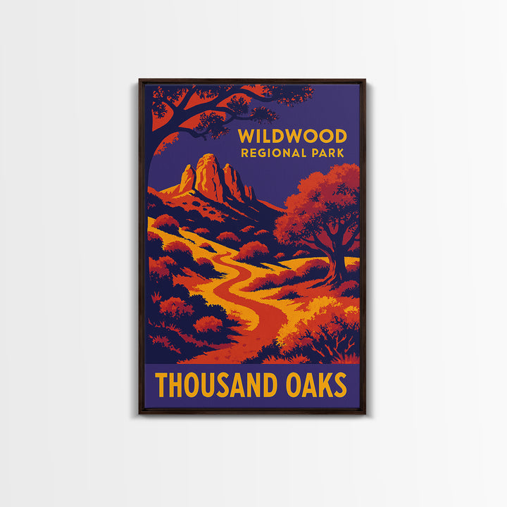 Thousand Oaks California Travel Poster, Canvas Print, Vibrant Retro Travel Art, Thousand Oaks Art Print, Travel Poster Set, Wall Art