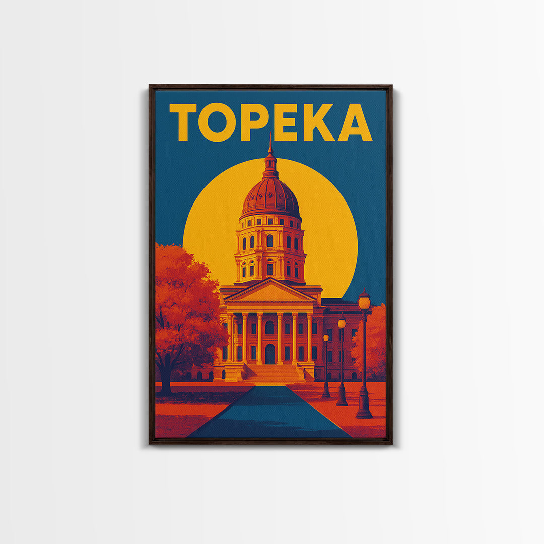 Topeka Kansas Travel Poster, Canvas Print, Colorful Graphic Wall Art, Topeka Wall Art, Home Office Decor, Travel Poster Set, Travel Gift