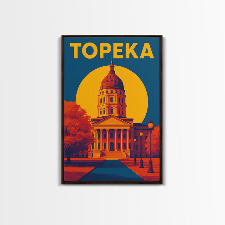 Topeka Kansas Travel Poster, Canvas Print, Colorful Graphic Wall Art, Topeka Wall Art, Home Office Decor, Travel Poster Set, Travel Gift