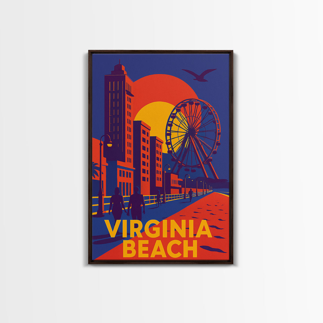 Virginia Beach Virginia Travel Poster, Canvas Print, Vibrant Retro Travel Art, Virginia Beach City Art, Travel Art Print, City Travel Prints