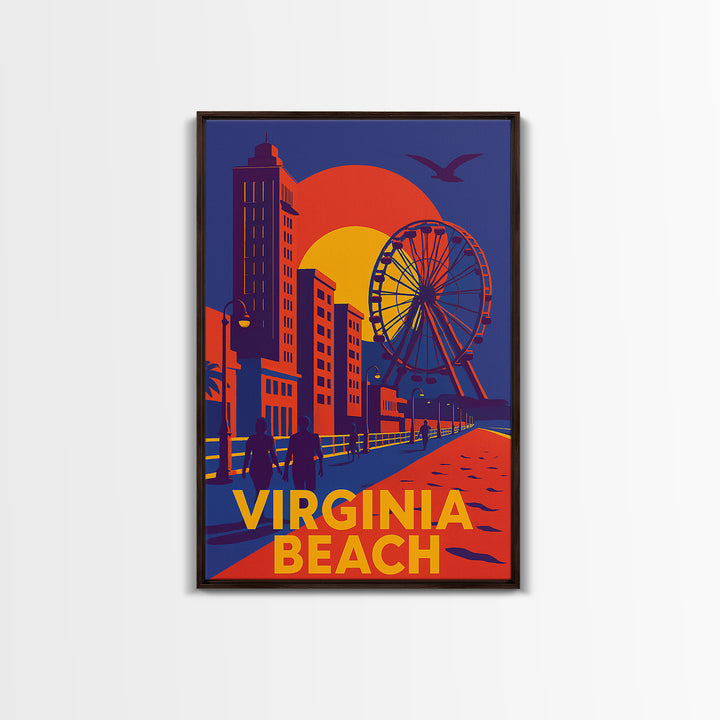 Virginia Beach Virginia Travel Poster, Canvas Print, Vibrant Retro Travel Art, Virginia Beach City Art, Travel Art Print, City Travel Prints