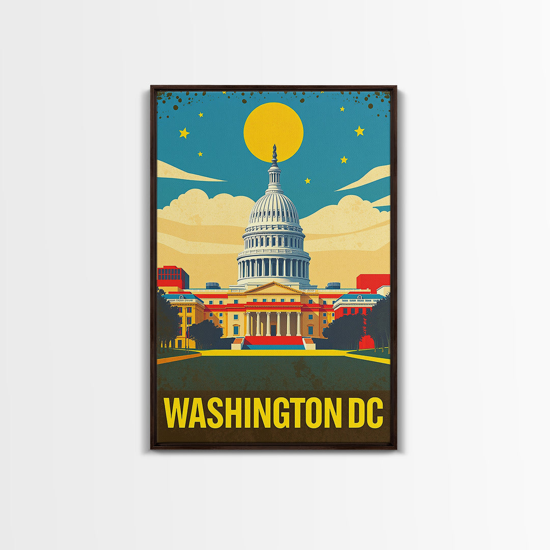 Washignton Travel Poster, Framed Canvas Print, Colorful Graphic Wall Art, Washignton Wall Art, Travel Wall Decor, City Travel Prints