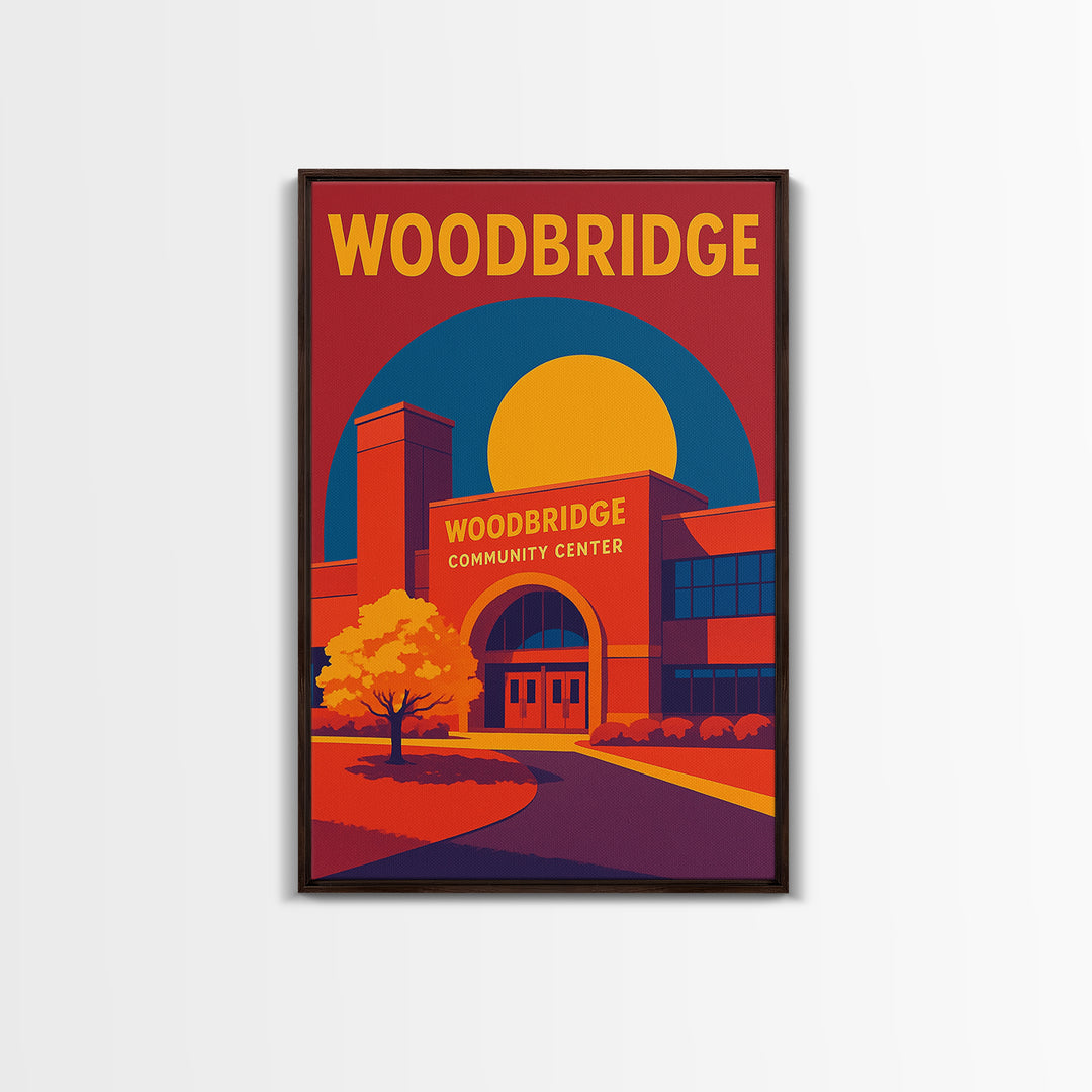 Woodbridge Virginia Travel Poster, Canvas Print, High Contrast City Poster, Woodbridge Art Print, City Illustration, Mid Century Wall Art