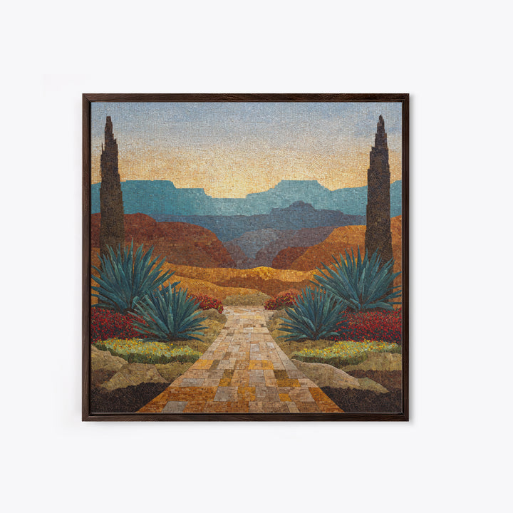 Desert Patio Agave and Bougainvillea Canvas Print, Patio Art, Yard Decor, Patio Decor, Fine Art, Outdoor, Luxury Decor, PAT-1x1-17