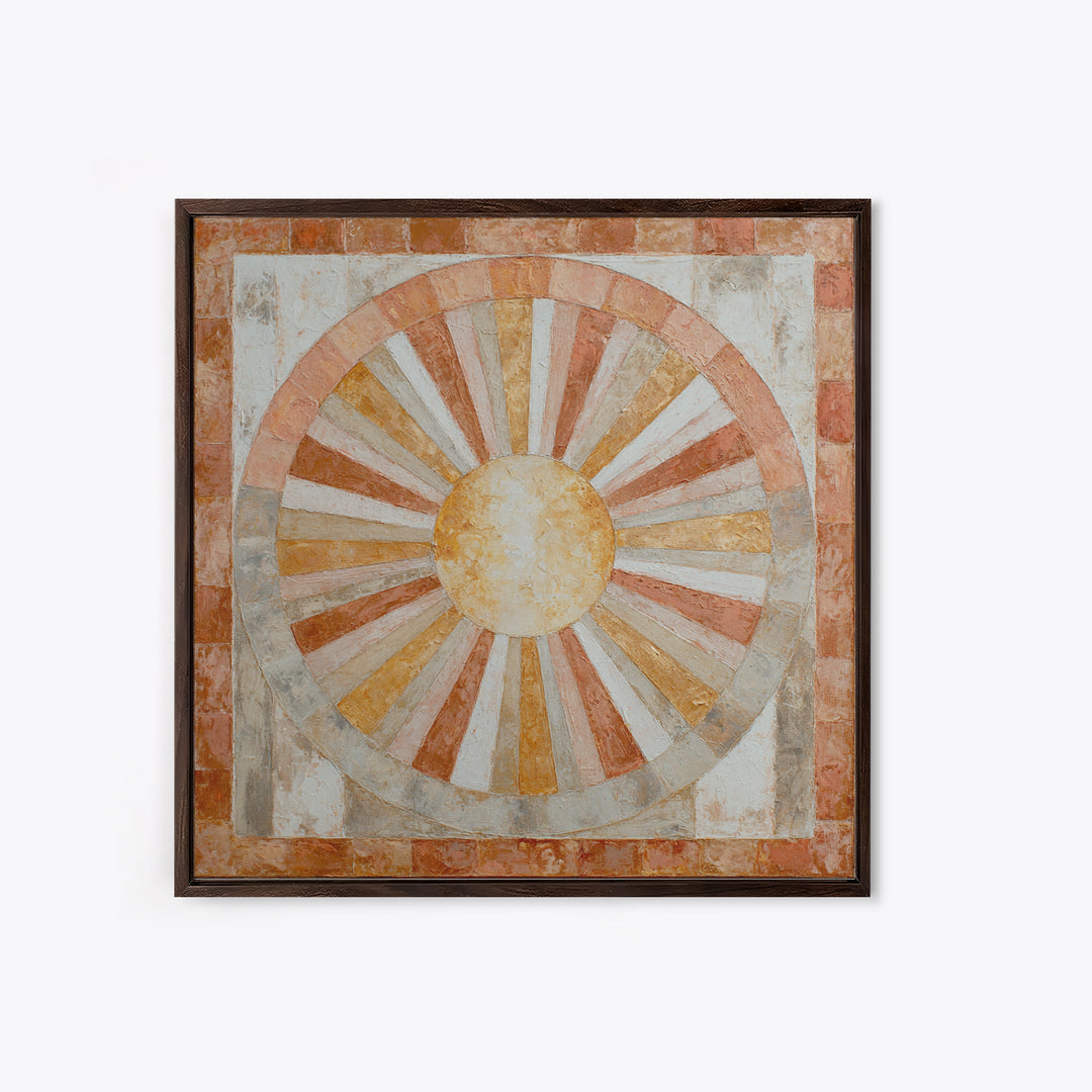 Sun Motif with Warm Terracotta Rays Canvas Print, Patio Art, Bar Art, Patio Decor, Outdoor, Outdoor Art, Gallery Decor, PAT-1x1-18