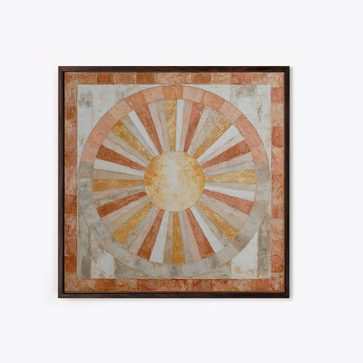 Sun Motif with Warm Terracotta Rays Canvas Print, Patio Art, Bar Art, Patio Decor, Outdoor, Outdoor Art, Gallery Decor, PAT-1x1-18