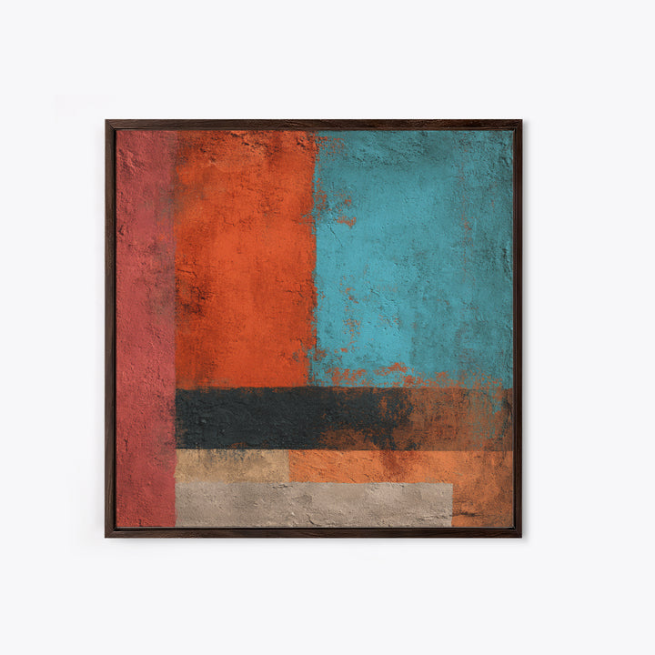 Bright Coral and Turquoise Abstract for Outdoors Canvas Print, Patio Art, Outdoor Wall Art, Patio Decor, Abstract Art, Outdoor, PAT-1x1-36