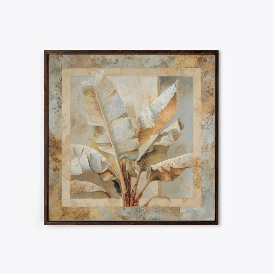 Banana Leaves with Rain Drop Details Framed Canvas Print, Patio Art, Art Print, Patio Decor, Fine Art, Outdoor, Garden Decor, PAT-1x1-40
