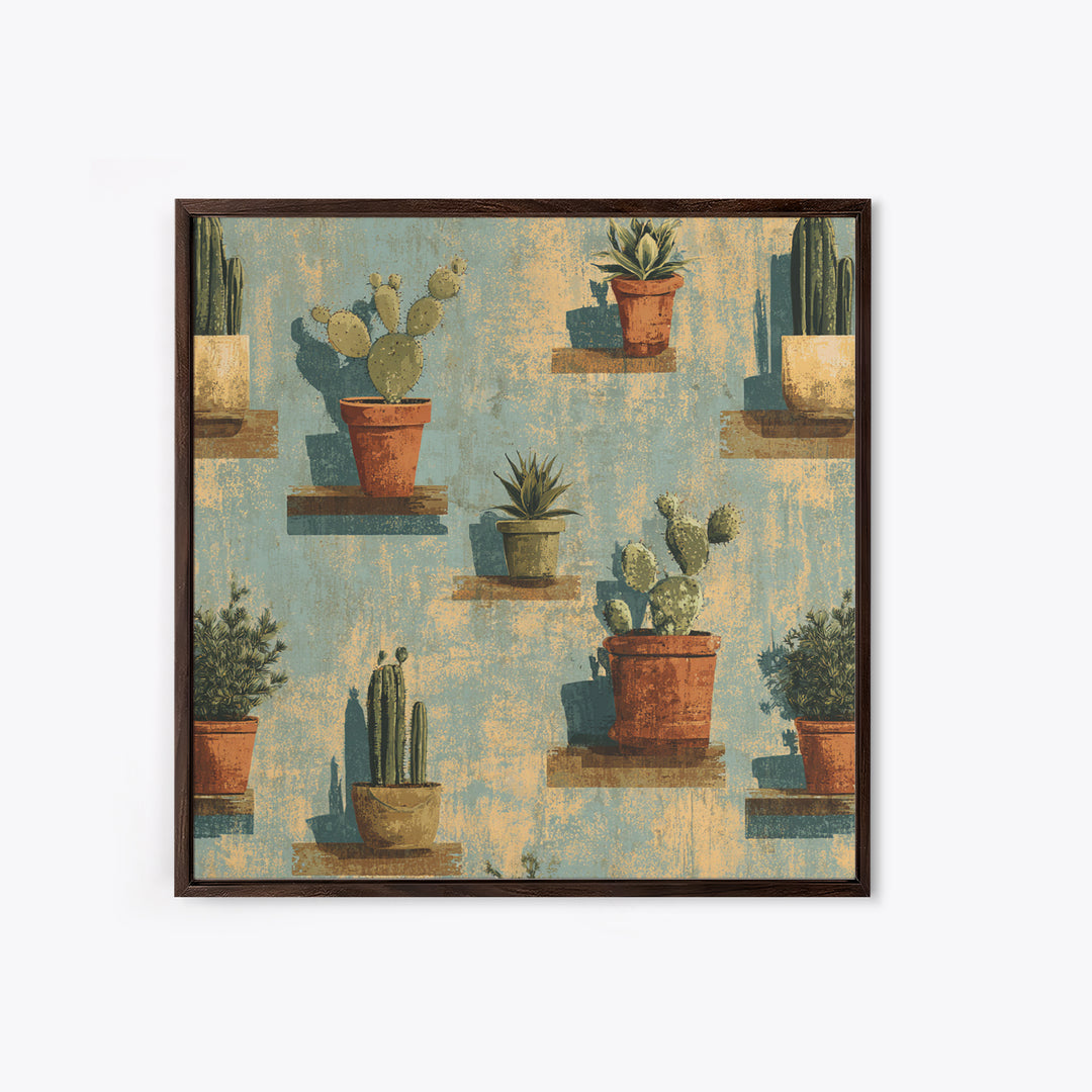Cactus and Agave Framed Canvas Print, Patio Art, Patio Decor, Fine Art, Outdoor, Gallery Decor, Neutral Decor, Modern Decor, PAT-1x1-52