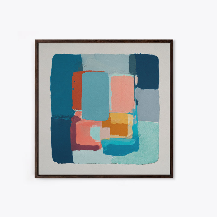 Bright Coral and Turquoise Abstract for Outdoors Canvas Print, Patio Art, Beach House Decor, Patio Decor, Abstract Art, Outdoor, PAT-1x1-60