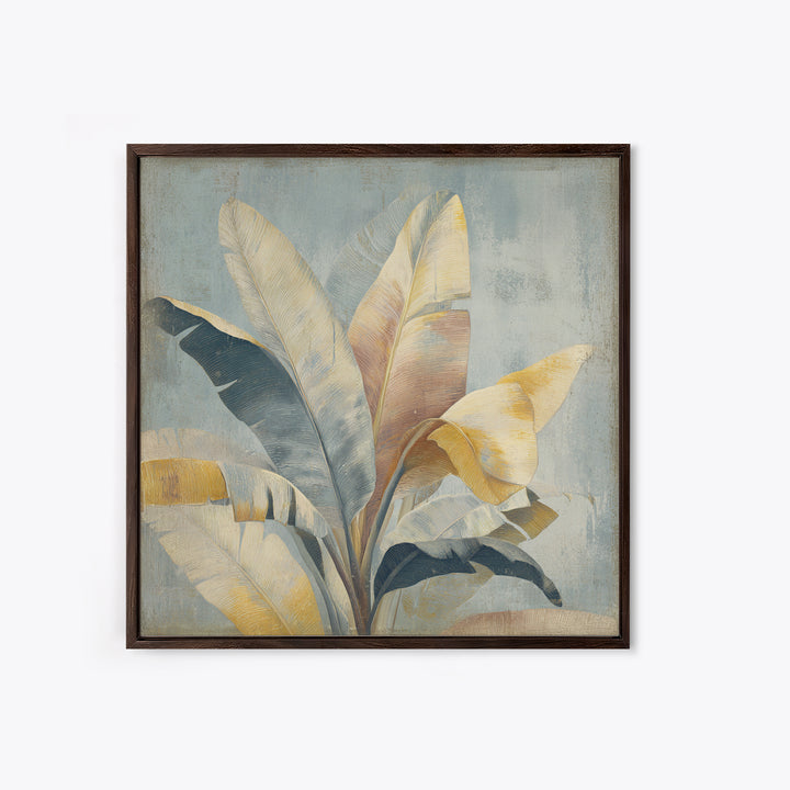 Banana Leaves with Rain Drop Details Framed Canvas Print, Patio Art, Coastal Wall Decor, Patio Decor, Fine Art, Outdoor, PAT-1x1-64