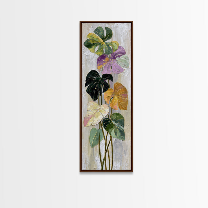 Bold Botanical Monstera Leaf Composition Canvas Print, Patio Art, Family Wall Art, Patio Decor, Oil Painting, Outdoor, PAT-1x3-18