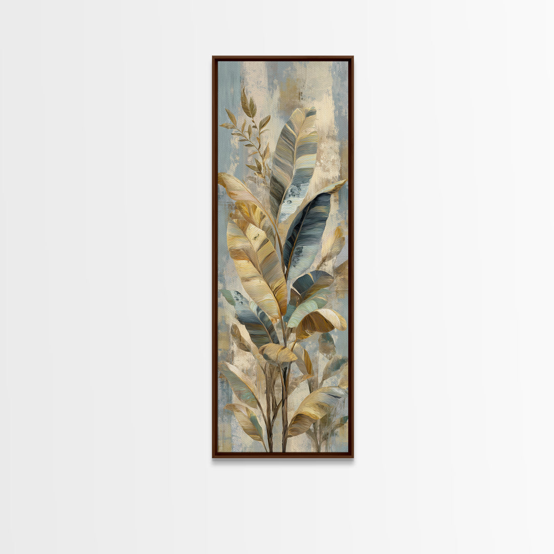Banana Leaves with Rain Drop Details Framed Canvas Print, Patio Art, Home Decor, Patio Decor, Outdoor, Floral Wall Art, PAT-1x3-52