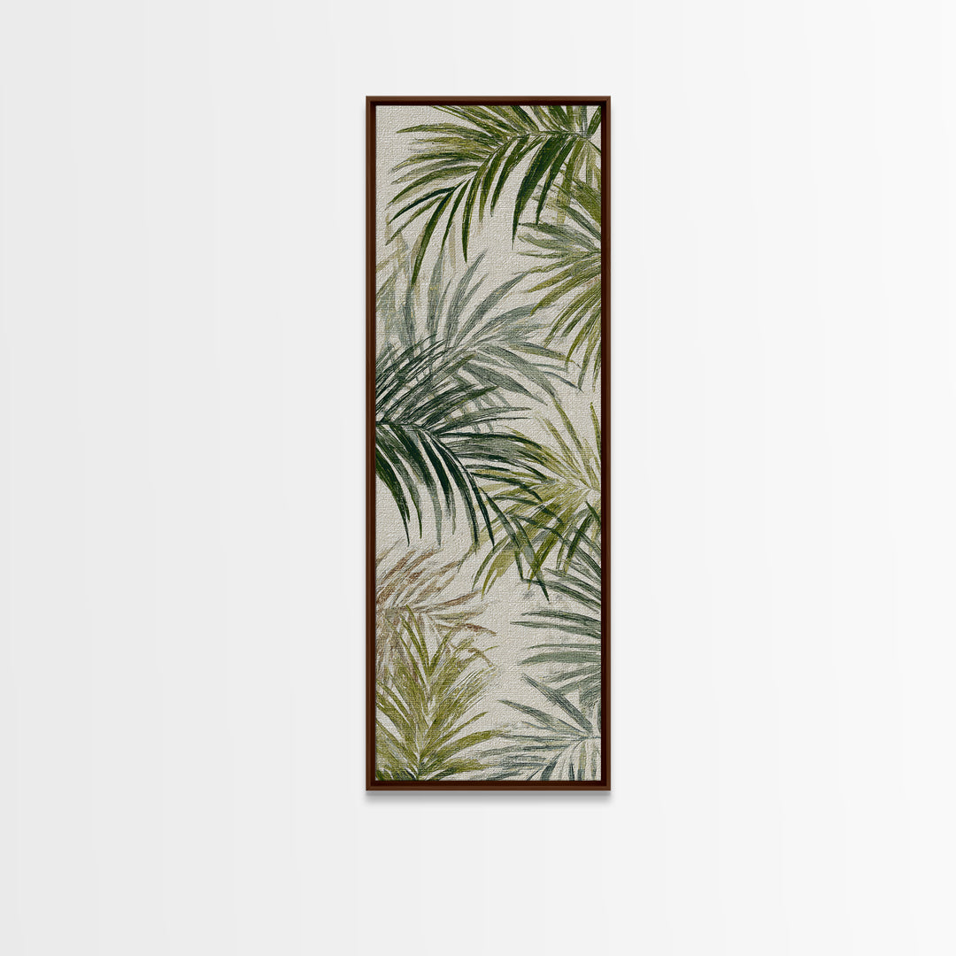 Tropical Palm Fronds Framed Canvas Print, Patio Art, Textured Painting, Patio Decor, Fine Art, Outdoor, Outdoor Wall Art, PAT-1x3-61