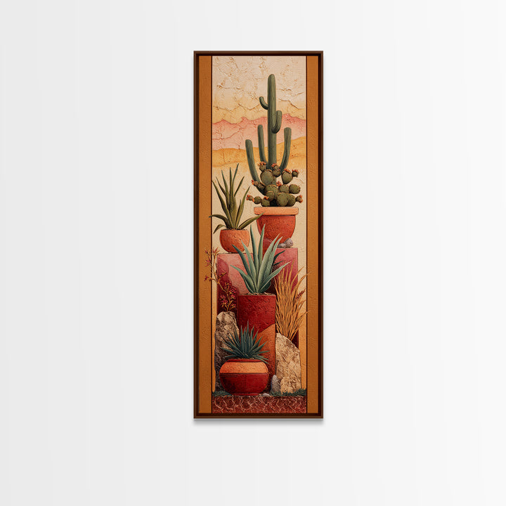 Cactus and Agave Framed Canvas Print, Patio Art, Western Decor, Patio Decor, Fine Art, Outdoor, Floral Art, Lake House Decor, PAT-1x3-64