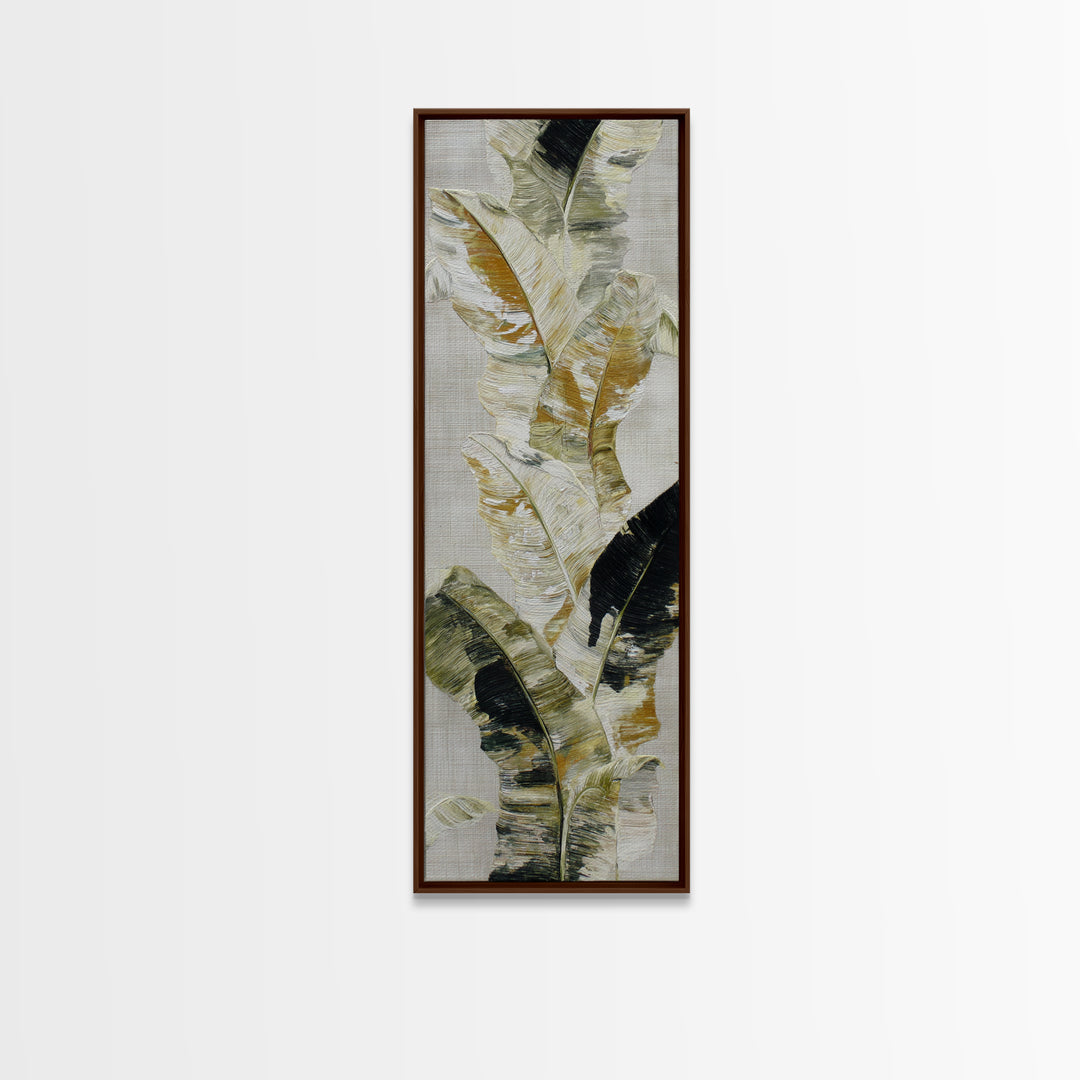 Banana Leaves with Rain Drop Details Framed Canvas Print, Patio Art, Outdoor Wall Decor, Patio Decor, Oil Painting, Outdoor, PAT-1x3-76