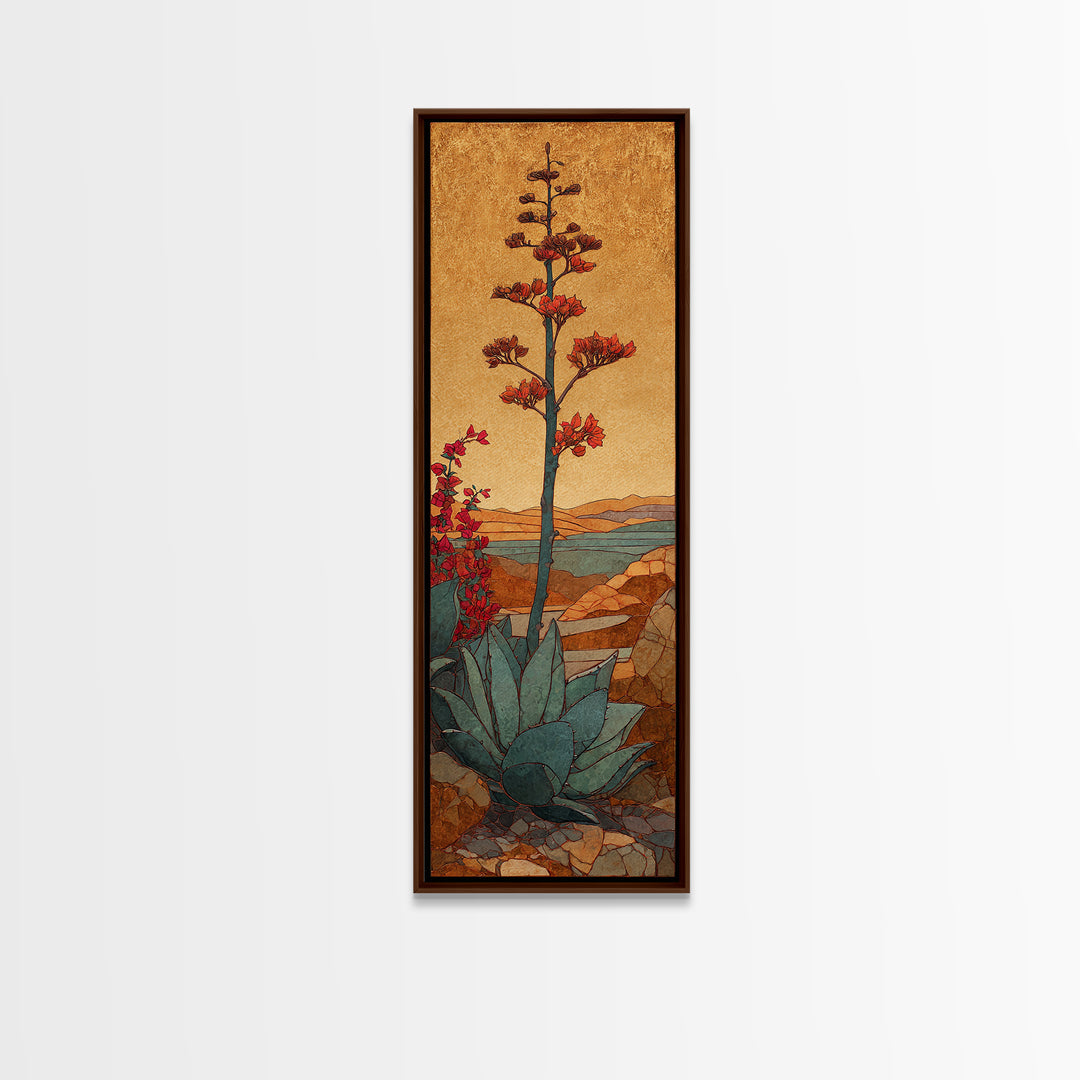 Desert Patio Agave and Bougainvillea Canvas Print, Patio Art, Art Print, Patio Decor, Fine Art, Outdoor, Garden Decor, PAT-1x3-77