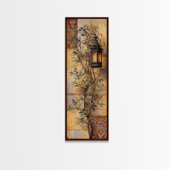Olive Branch Wreath on Warm Plaster Canvas Print, Patio Art, Minimalist Decor, Patio Decor, Fine Art, Outdoor, Yard Art, PAT-1x3-93