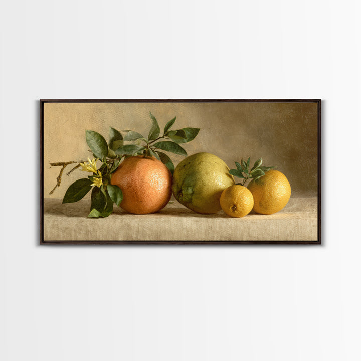 Outdoor Citrus Still Life Framed Canvas Print, Patio Art, Home Decor, Patio Decor, Fine Art, Outdoor, Floral Wall Art, PAT-2x1-1