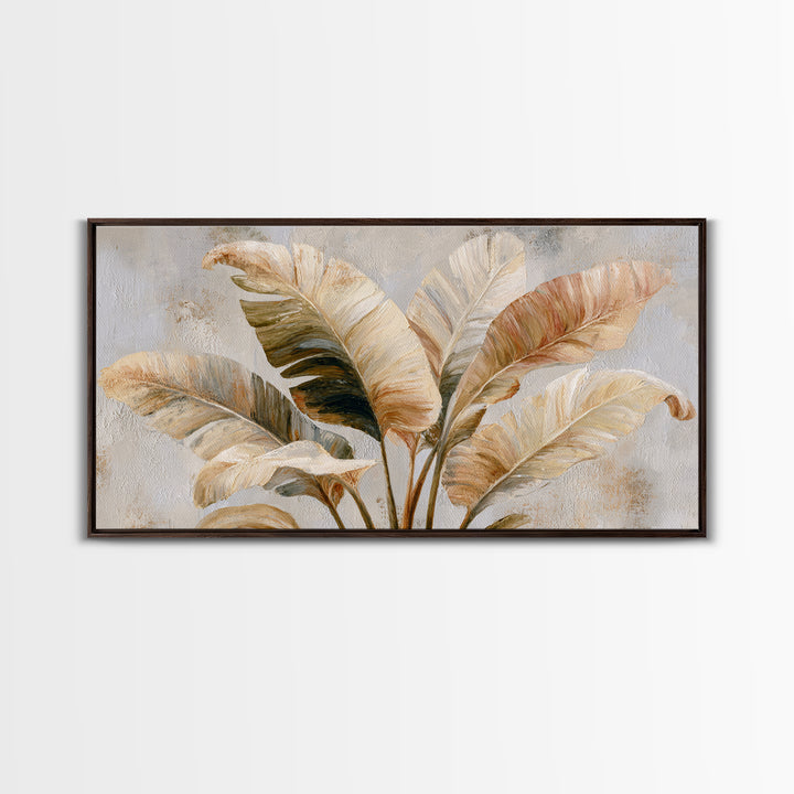 Banana Leaves with Rain Drop Details Framed Canvas Print, Patio Art, Art Print, Patio Decor, Fine Art, Outdoor, Garden Decor, PAT-2x1-12